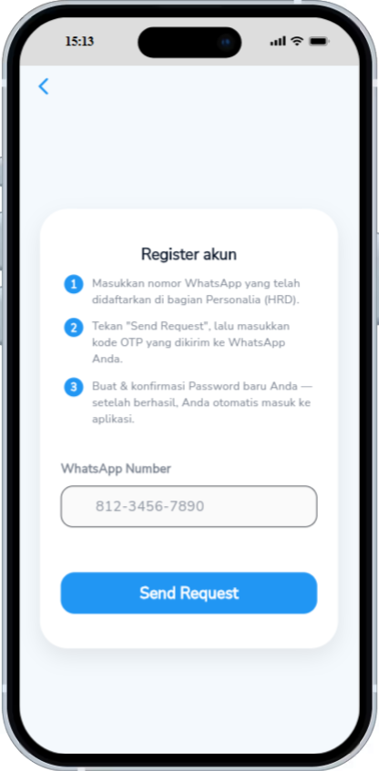 Register akun — isi nomor WhatsApp